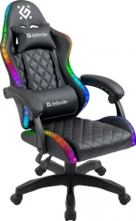 Комфортне чорне геймерське крісло Defender Energy з екошкіри - Зображення 3