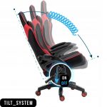 Зручне і стильне геймерське крісло KRAKEN Feyton чорно-червоної тканини - Зображення 6