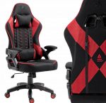 Зручне і стильне геймерське крісло KRAKEN Feyton чорно-червоної тканини