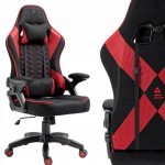Зручне і стильне геймерське крісло KRAKEN Feyton чорно-червоної тканини