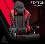 Зручне і стильне геймерське крісло KRAKEN Feyton чорно-червоної тканини - Зображення 2