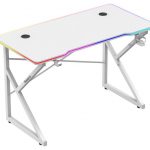 Huzaro Hero 1.7 RGB білий ергономічний стіл з RGB-підсвіткою для ігор та роботи