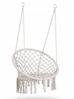 Гойдалка-гніздо зі спинкою 80 см плетена в стилі BOHO Cream (290001)