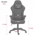 Зручне геймерське крісло KRAKEN Feyton з чорної тканини - Зображення 5