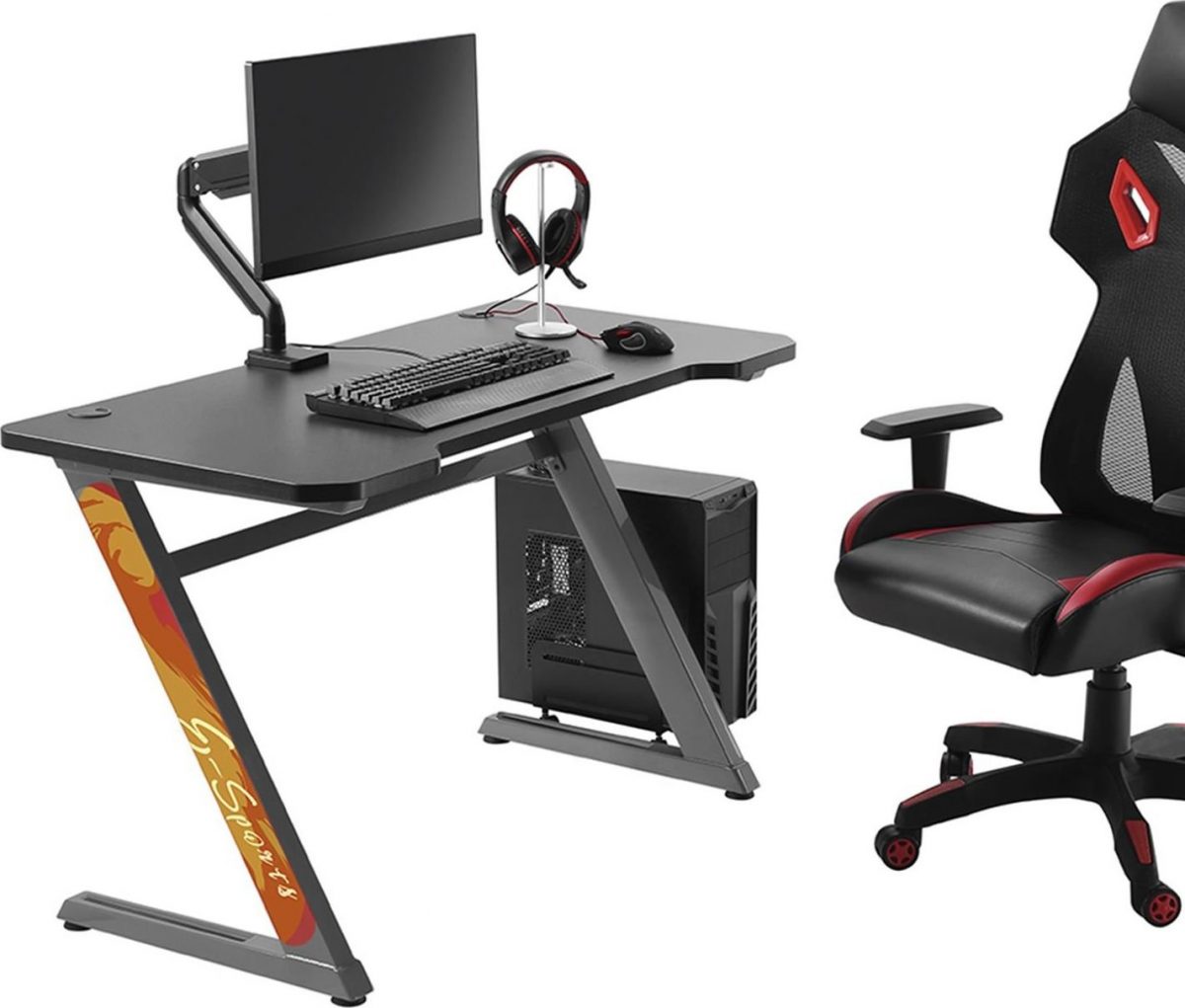 Компактний ігровий комп'ютерний стіл NanoRS RS120 чорний 120x60 см - Зображення 5