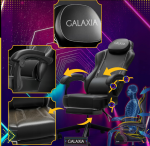 Стильне геймерське крісло GALAXIA чорне з підставкою для ніг - Зображення 3