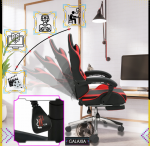 Комфортне геймерське крісло з підніжкою GALAXIA чорно-червоне - Зображення 2