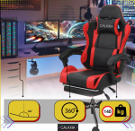 Комфортне геймерське крісло з підніжкою GALAXIA чорно-червоне - Зображення 4