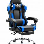 Чорно-синє геймерське крісло GALAXIA з підніжкою - максимальний комфорт