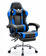 Чорно-синє геймерське крісло GALAXIA з підніжкою - максимальний комфорт