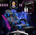 Чорно-синє геймерське крісло GALAXIA з підніжкою - максимальний комфорт - Зображення 3