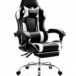 Ергономічне геймерське крісло з підніжками GALAXIA чорно-біле