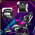 Ергономічне геймерське крісло з підніжками GALAXIA чорно-біле - Зображення 2