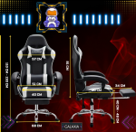 Ергономічне геймерське крісло з підніжками GALAXIA чорно-біле - Зображення 3