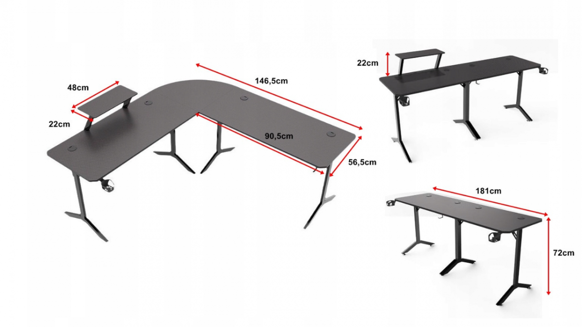 Функціональний ігровий стіл Atos Carbon 146х56 см для зручності - Зображення 6