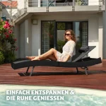 Лежак з ротанга Moana_TecTake Чорний сталевий, 404869 ідеальний вибір для вашого саду чи тераси - Зображення 2