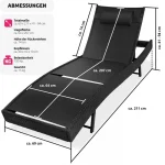 Лежак з ротанга Moana_TecTake Чорний сталевий, 404869 ідеальний вибір для вашого саду чи тераси - Зображення 4