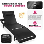 Лежак з ротанга Moana_TecTake Чорний сталевий, 404869 ідеальний вибір для вашого саду чи тераси - Зображення 3