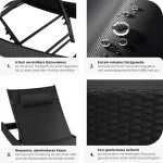 Лежак з ротанга Moana_TecTake Чорний сталевий, 404869 ідеальний вибір для вашого саду чи тераси - Зображення 6