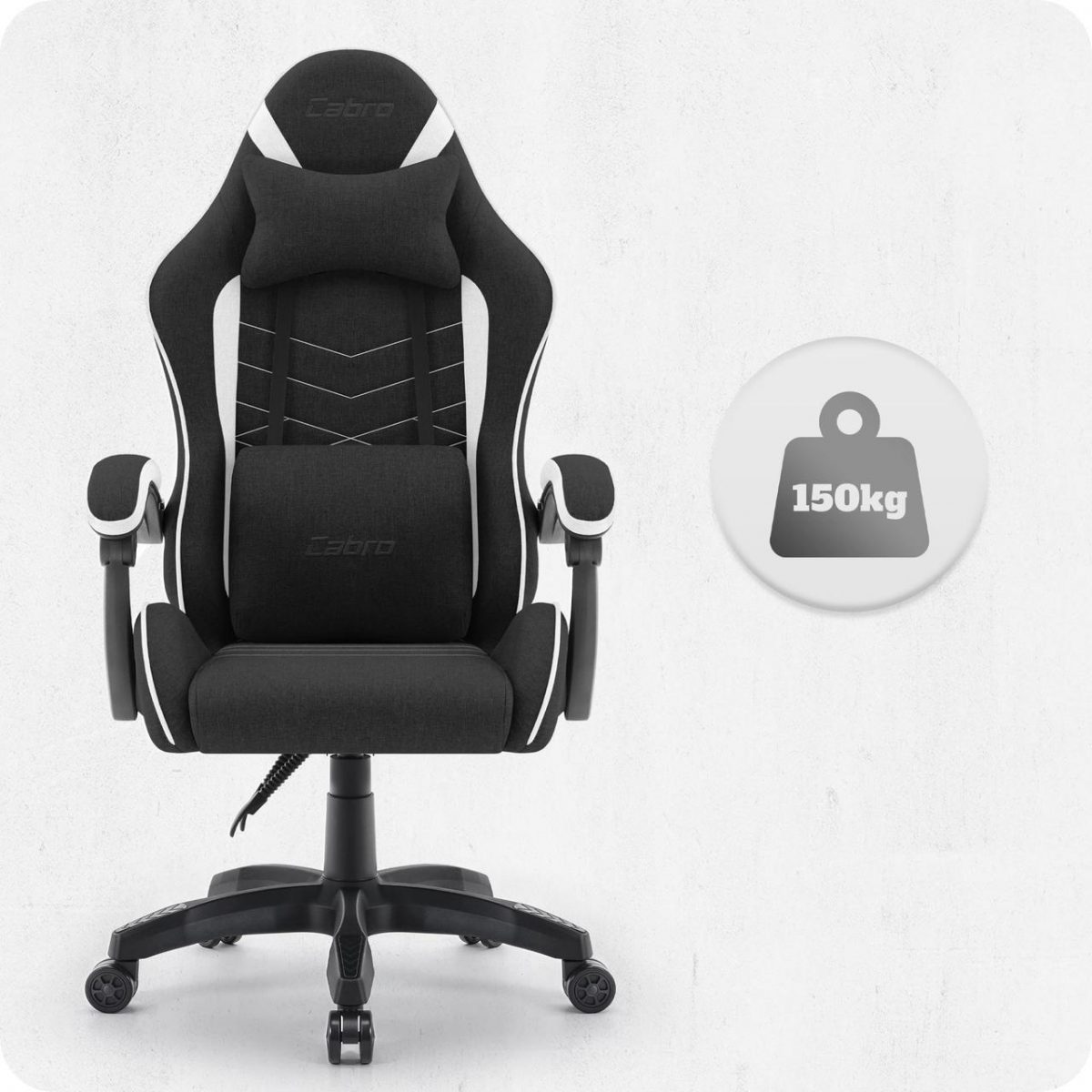 Ігрове крісло CABRO C500 FABRIC чорно-біле комфорт та стиль для тривалих ігор - Зображення 6