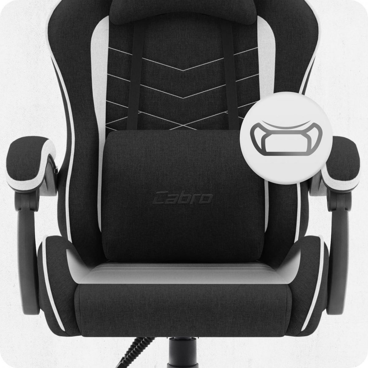 Ігрове крісло CABRO C500 FABRIC чорно-біле комфорт та стиль для тривалих ігор - Зображення 5