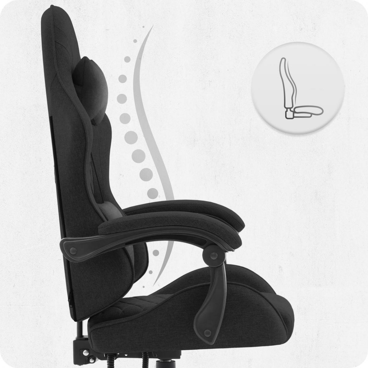 Ігрове крісло CABRO C500 Black fabric чорний стильний дизайн та зручність для геймерів - Зображення 8