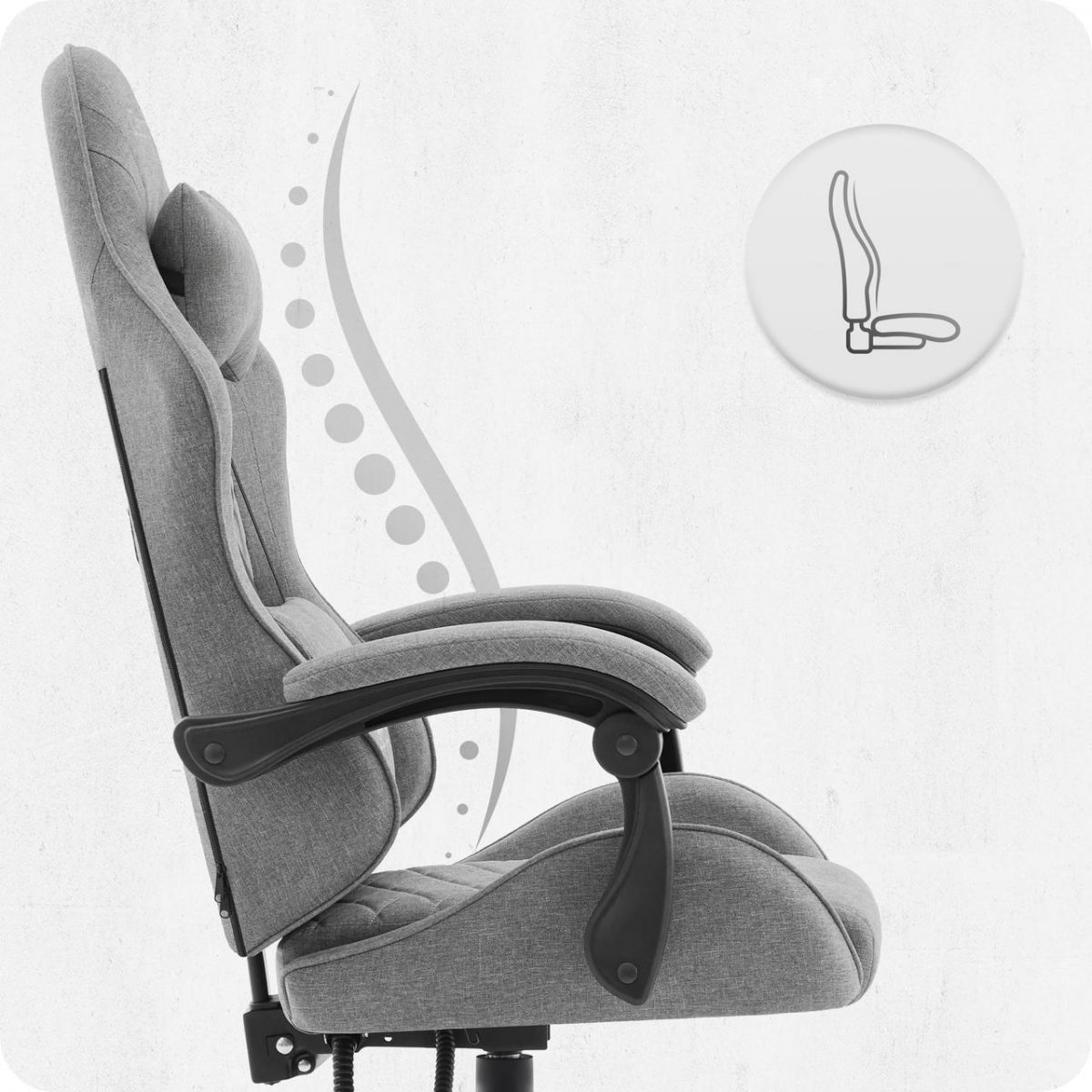 Ігрове крісло CABRO C500 FABRIC Grey black ідеальне поєднання комфорту та стилю для геймерів - Зображення 5