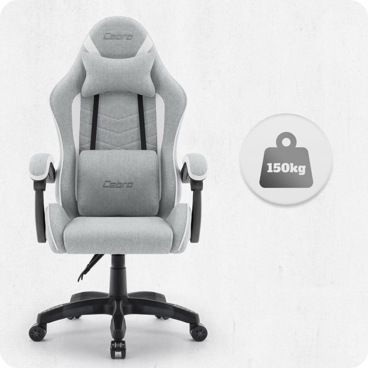 Ігрове крісло CABRO C500 Fabric Grey white сірий - білий елегантність та комфорт для геймерів - Зображення 5