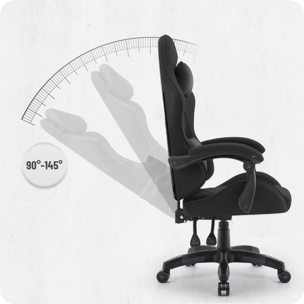 Ігрове крісло CABRO C500 Black fabric чорний стильний дизайн та зручність для геймерів - Зображення 9