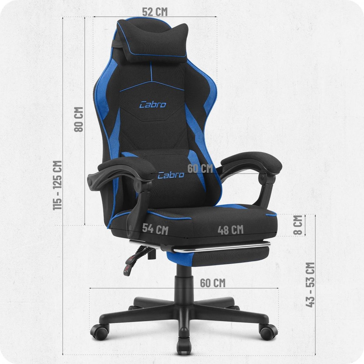 Ігрове крісло Cabro C502 FABRIC чорно-синій комфорт та стиль для тривалих ігор - Зображення 10