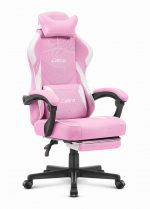 Геймерське крісло Cabro C502 Тканина Рожево-біле стиль та комфорт для геймерів