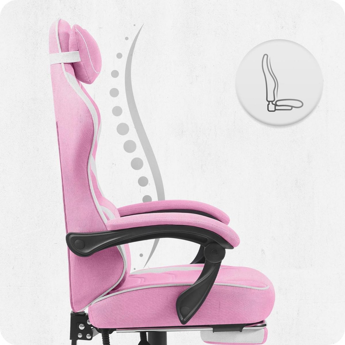 Геймерське крісло Cabro C502 Тканина Рожево-біле стиль та комфорт для геймерів - Зображення 8