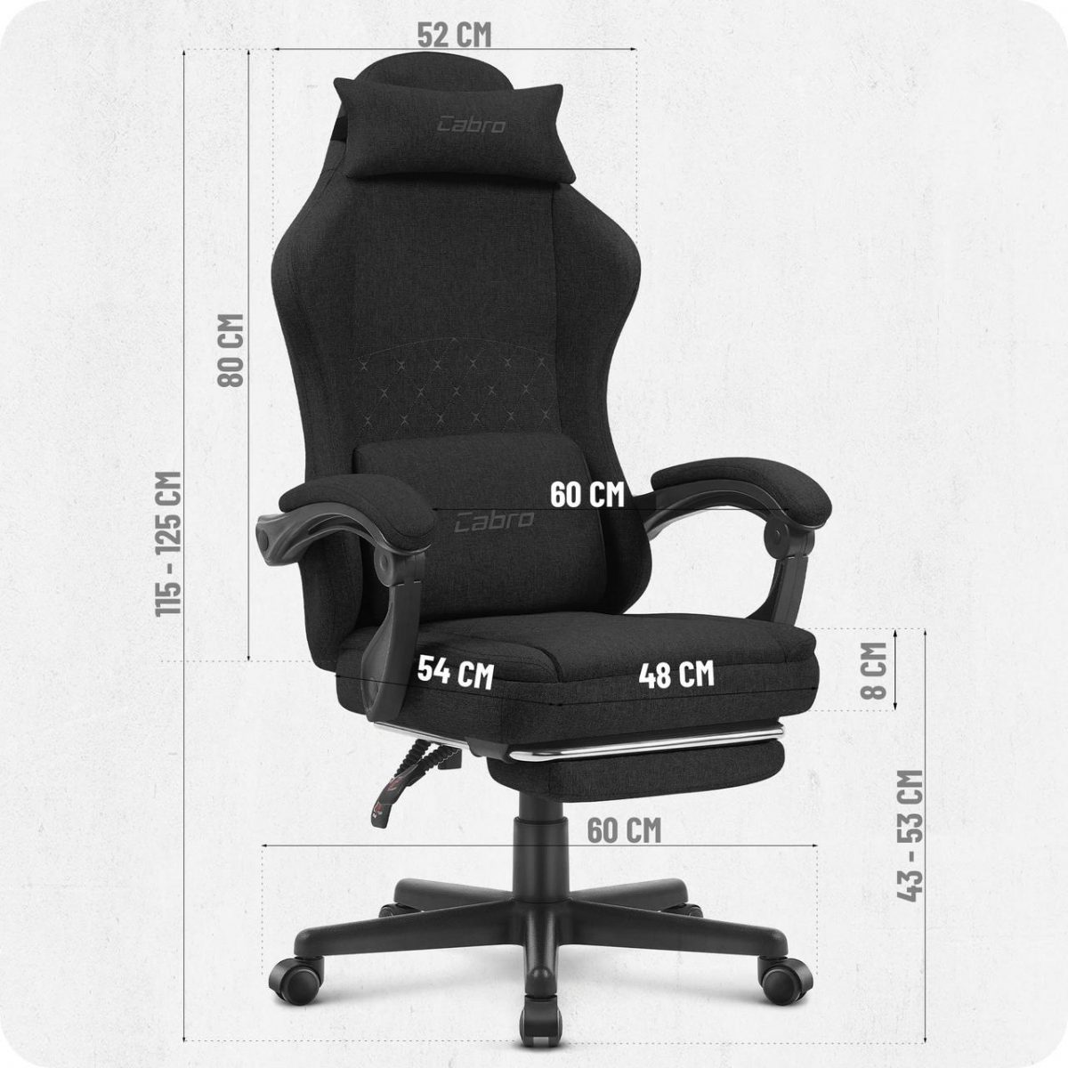 Ігрове крісло CABRO C503 Чорна тканина комфорт і стиль - Зображення 10