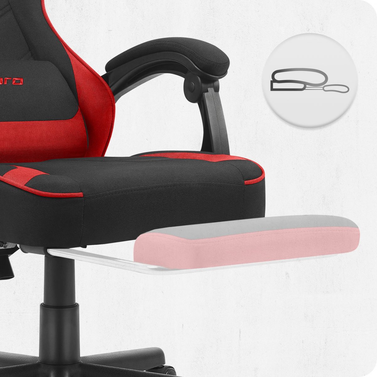 Геймерське крісло Cabro C504 BLACK RED тканина Чорно-Червоний кольору потужний стиль та комфорт для захоплюючих ігор - Зображення 4