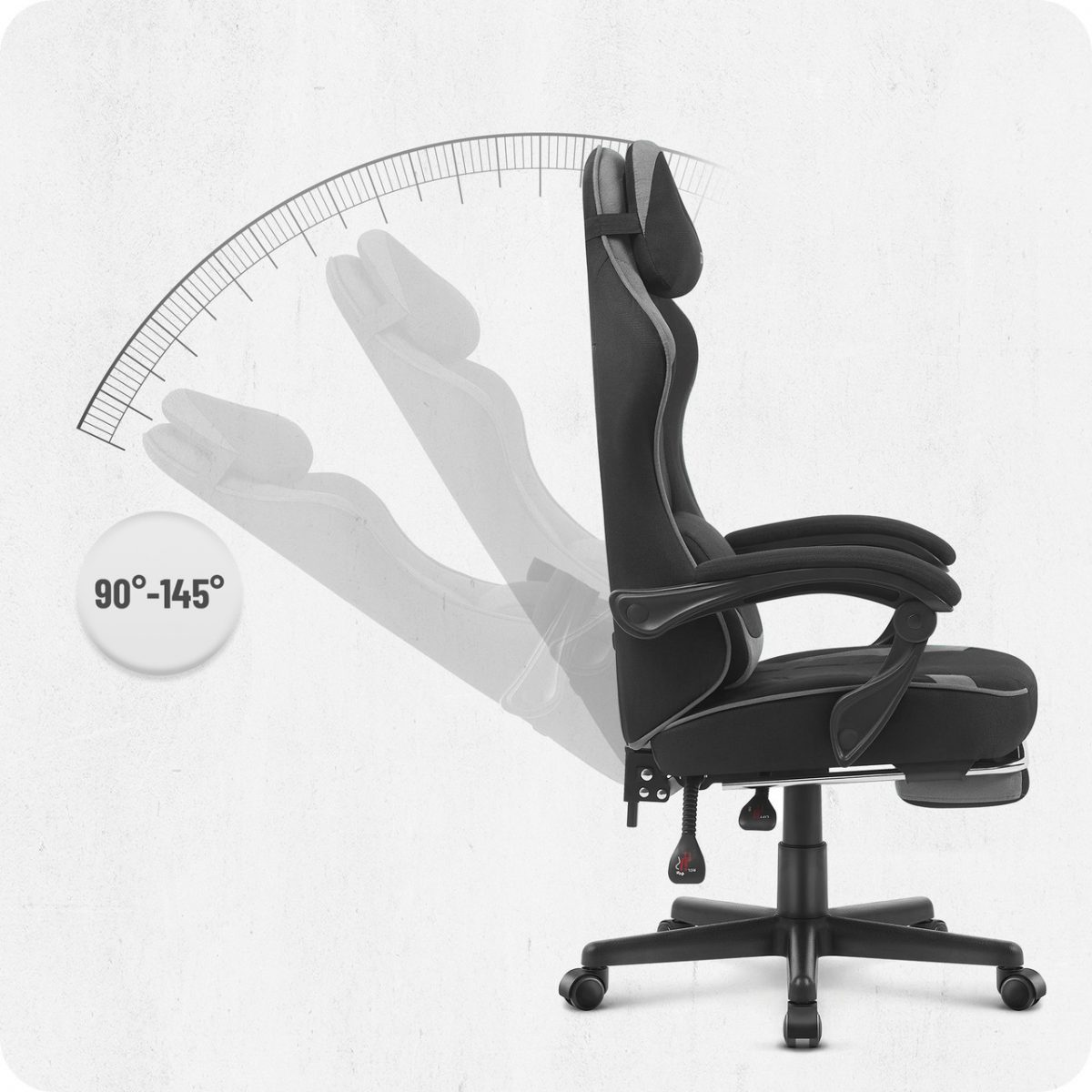 Ігрове крісло CABRO C504 FABRIC чорно-сіра тканина стильний дизайн та комфорт - Зображення 7