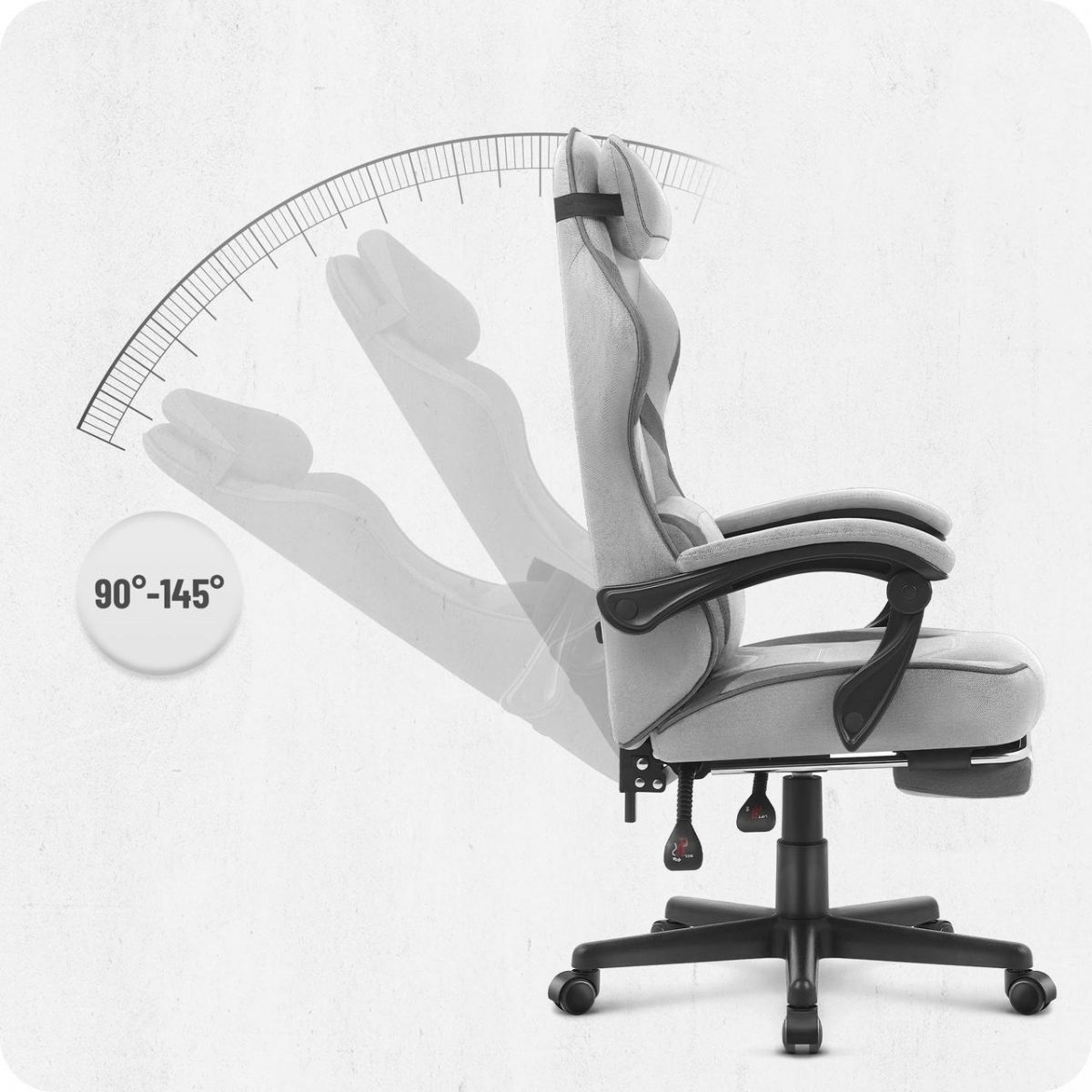 Ігрове крісло Cabro C502 fabric Колір: сіро-чорний комфорт та стиль для геймерів - Зображення 7