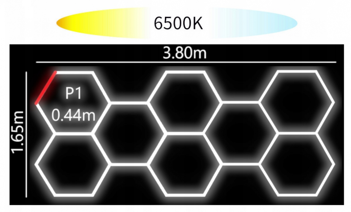 Світлодіодний світильник HQ LED HEXAGON P1 8HEX 6500K 165x380 - Зображення 2