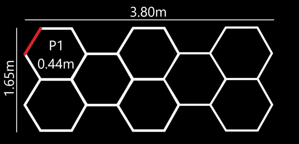 Світлодіодний світильник HQ LED HEXAGON P1 8HEX 6500K 165x380 - Зображення 3