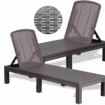 Шезлонг пластиковий сірий DELUXE CORFU Y2242 - лежак для комфортного відпочинку