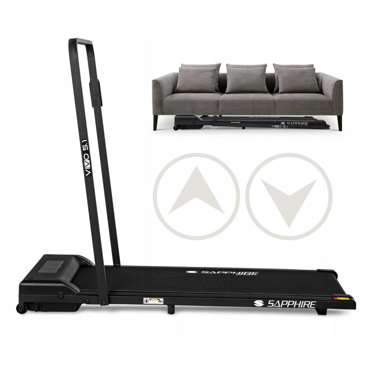 Для комфортних і ефективних тренувань електрична бігова доріжка SAPPHIRE VIVO SG-5.1 - Зображення 5