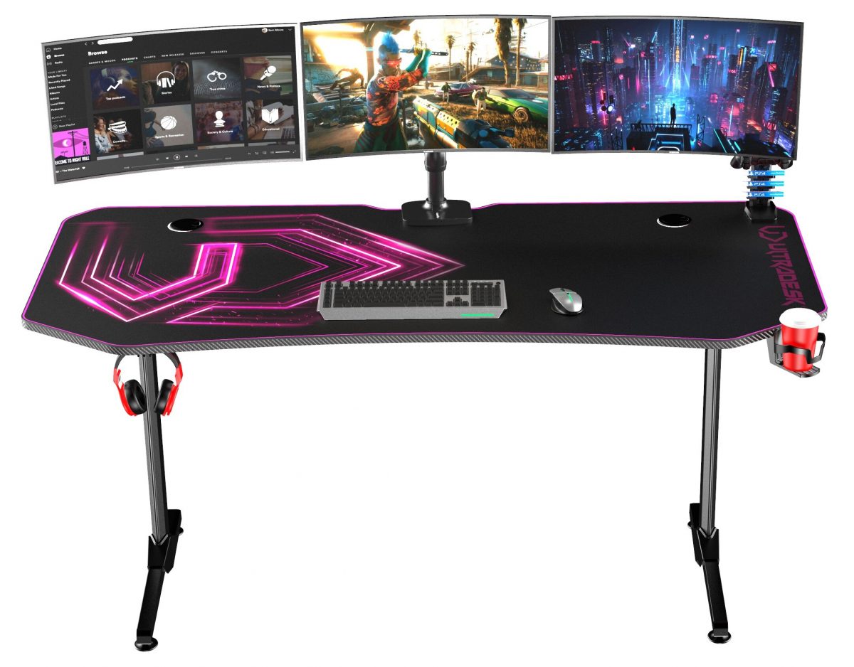 Комфортний ігровий комп'ютерний стіл ULTRADESK FRAG XXL Pink 160x75 см - Зображення 2