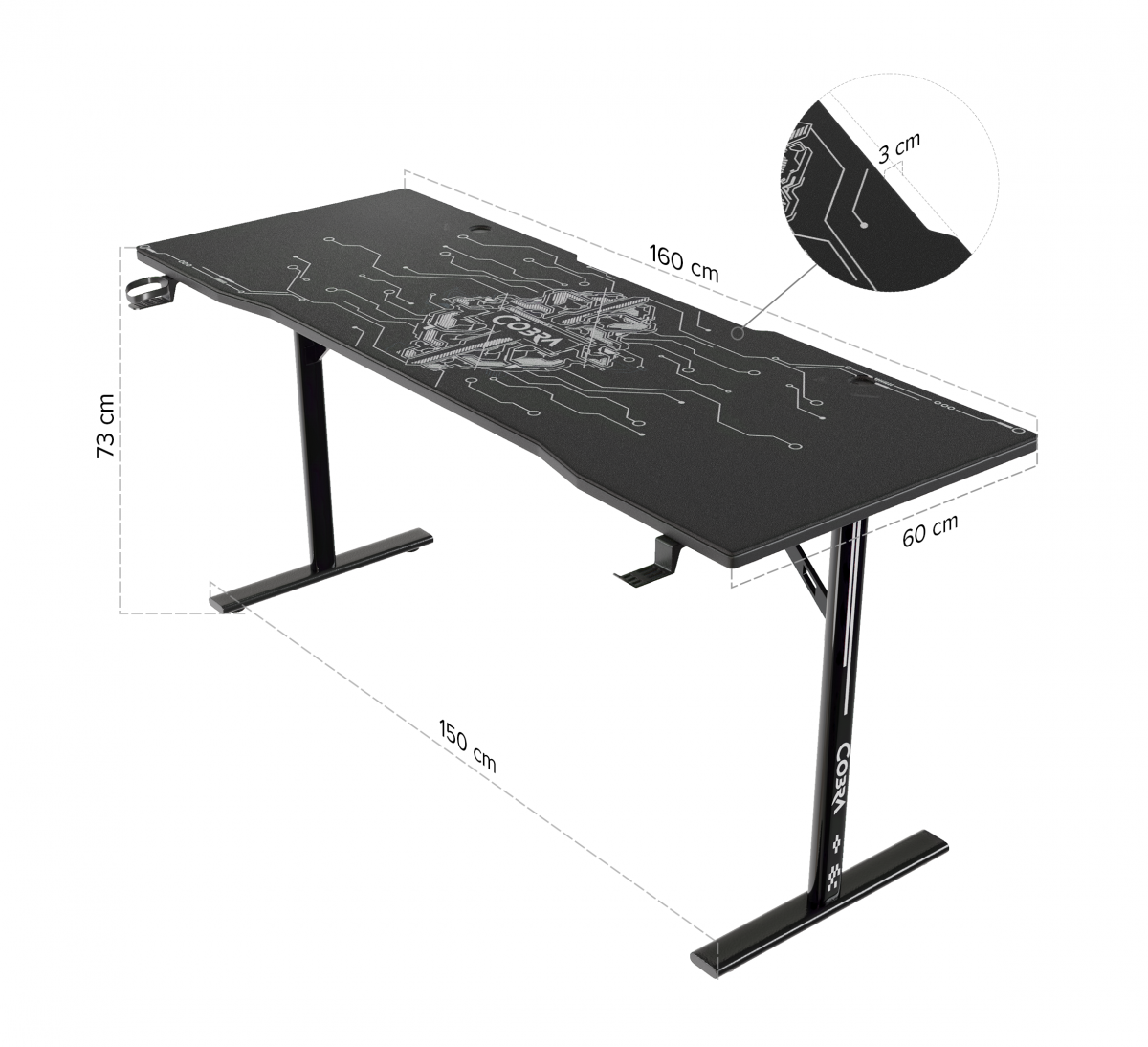 Геймерський стіл Cobra XL-Mate CRF160BK – простір для геймерів - Зображення 11