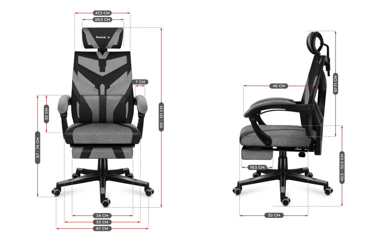 Геймерське крісло Huzaro Combat 5.0 Grey для тривалих сесій - Зображення 10