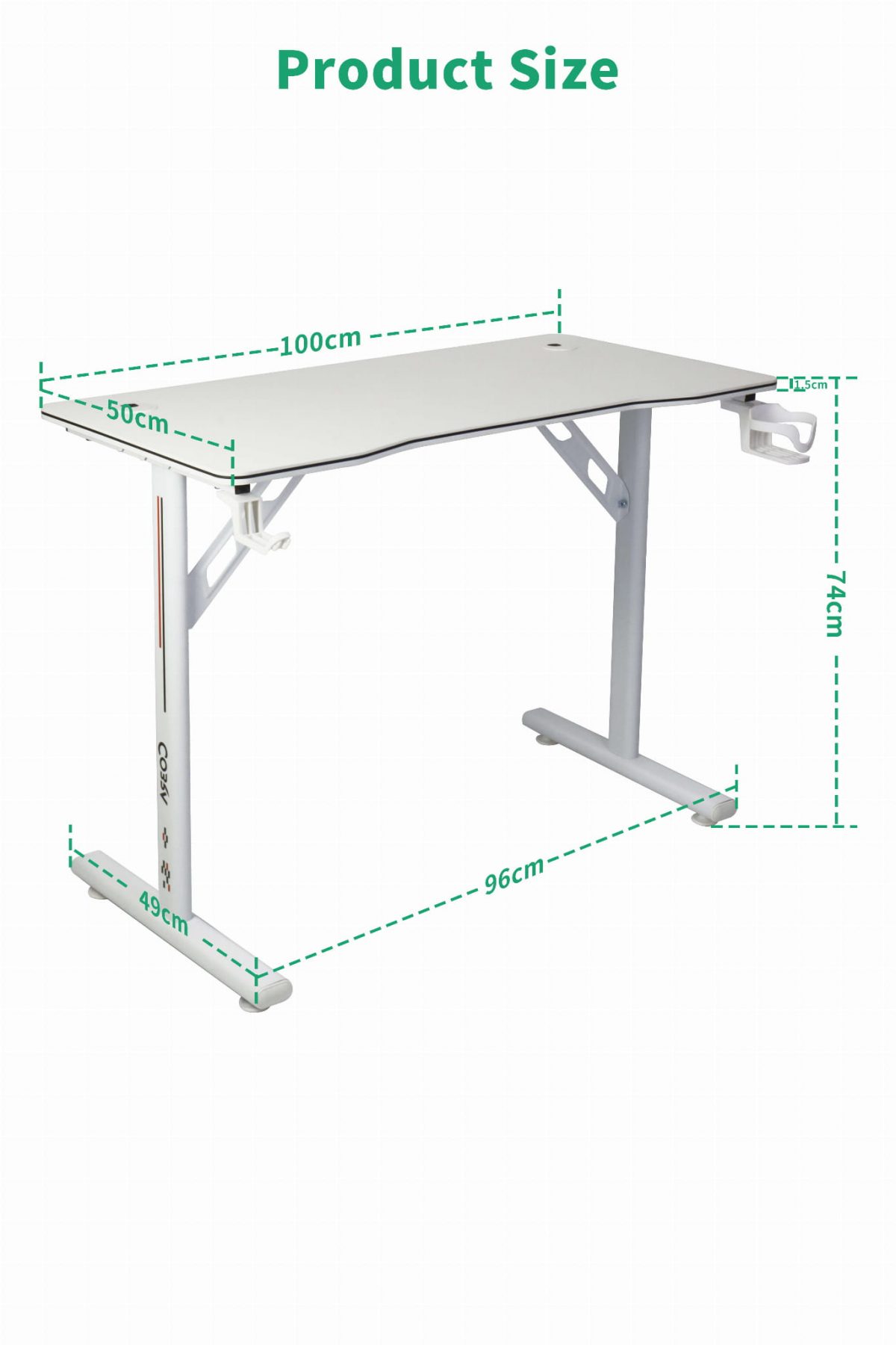 cr2060wh_dimension Геймерський стіл CR2060WH (100 см) – компактний та зручний - Зображення 3