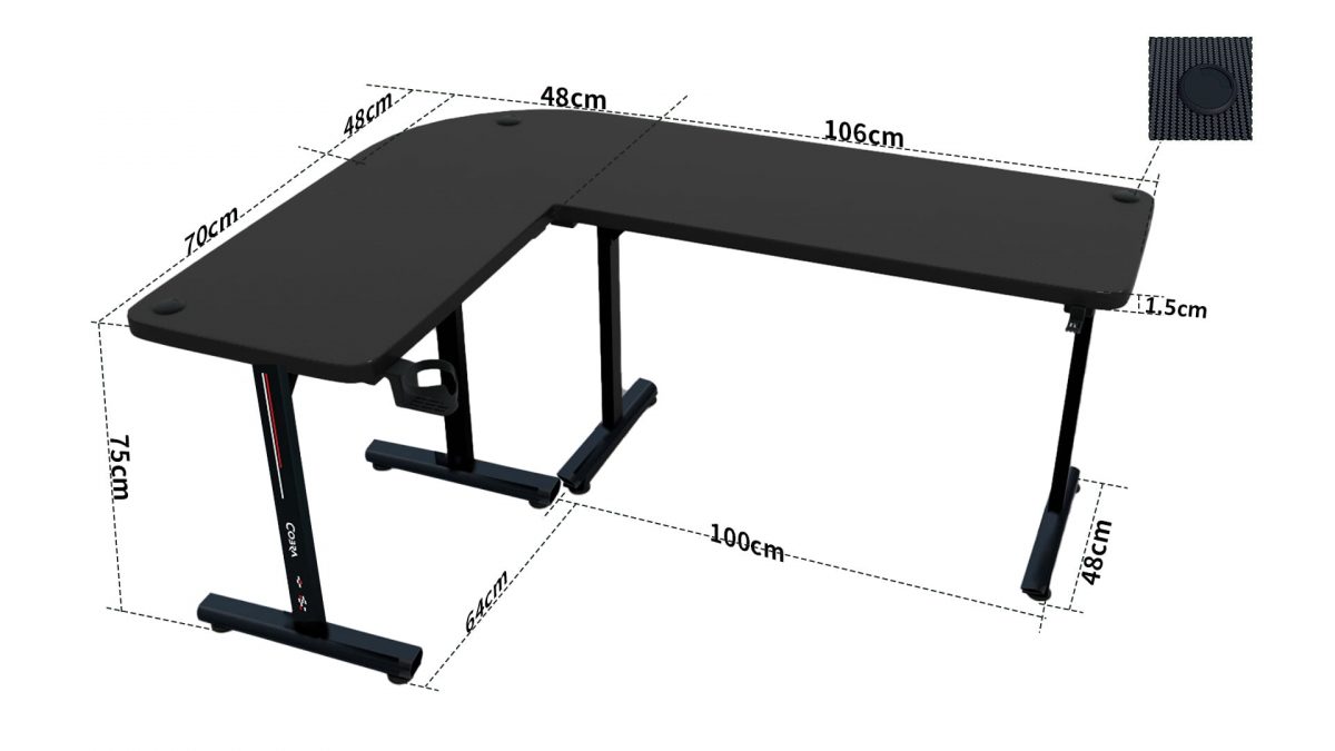 Геймерський стіл Cobra CR4552BK – елегантний чорний дизайн - Зображення 4