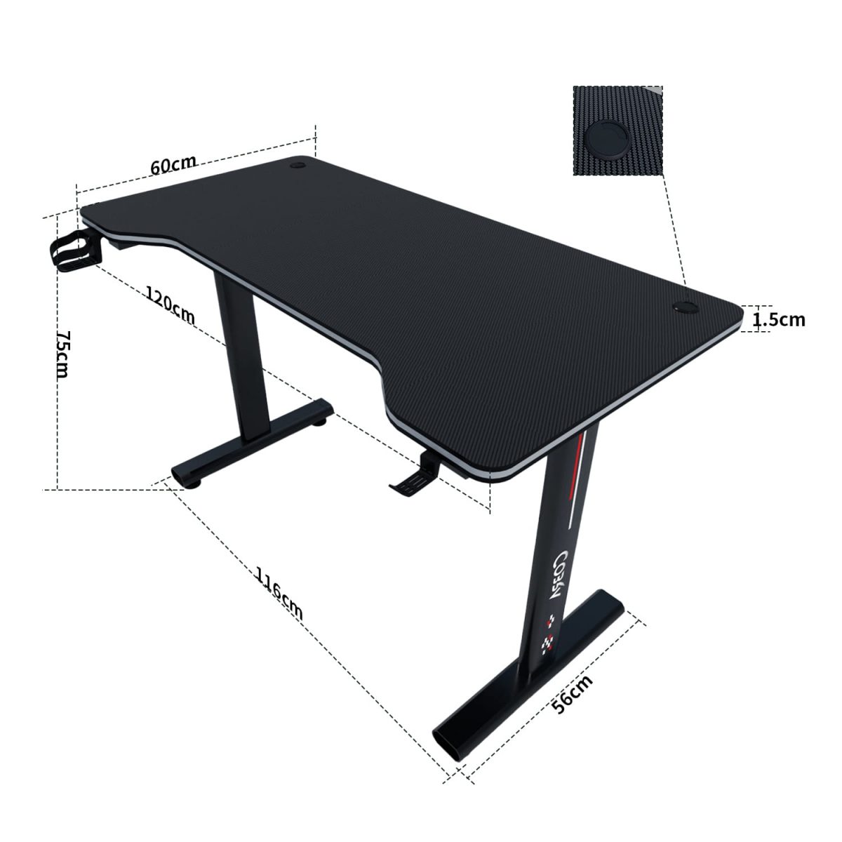 Геймерський стіл Cobra CR4574BK – чорний стиль для геймерів - Зображення 4