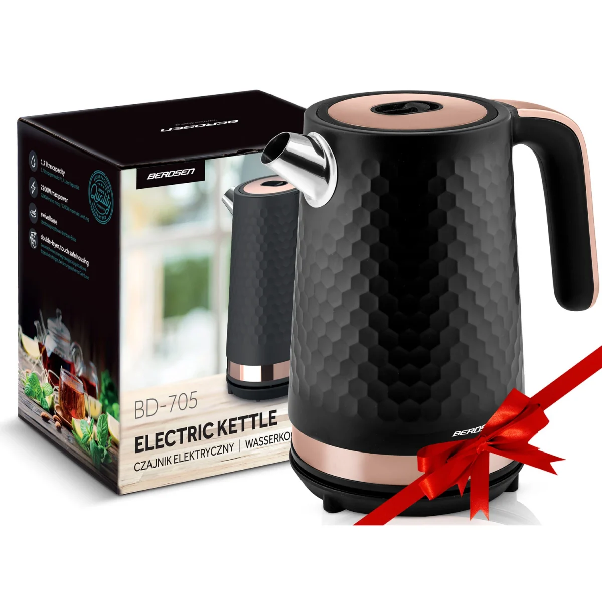 Електрочайник 1.7л Berdsen BD-705 чорно-мідний - Зображення 6