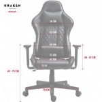 Стильне геймерське крісло KRAKEN HELIOS з чорно-сірої тканини - Зображення 9