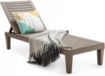 Шезлонг пластиковий бежево-коричневий Costway OP70808CF ,комфорт та стиль для вашого саду - Зображення 5