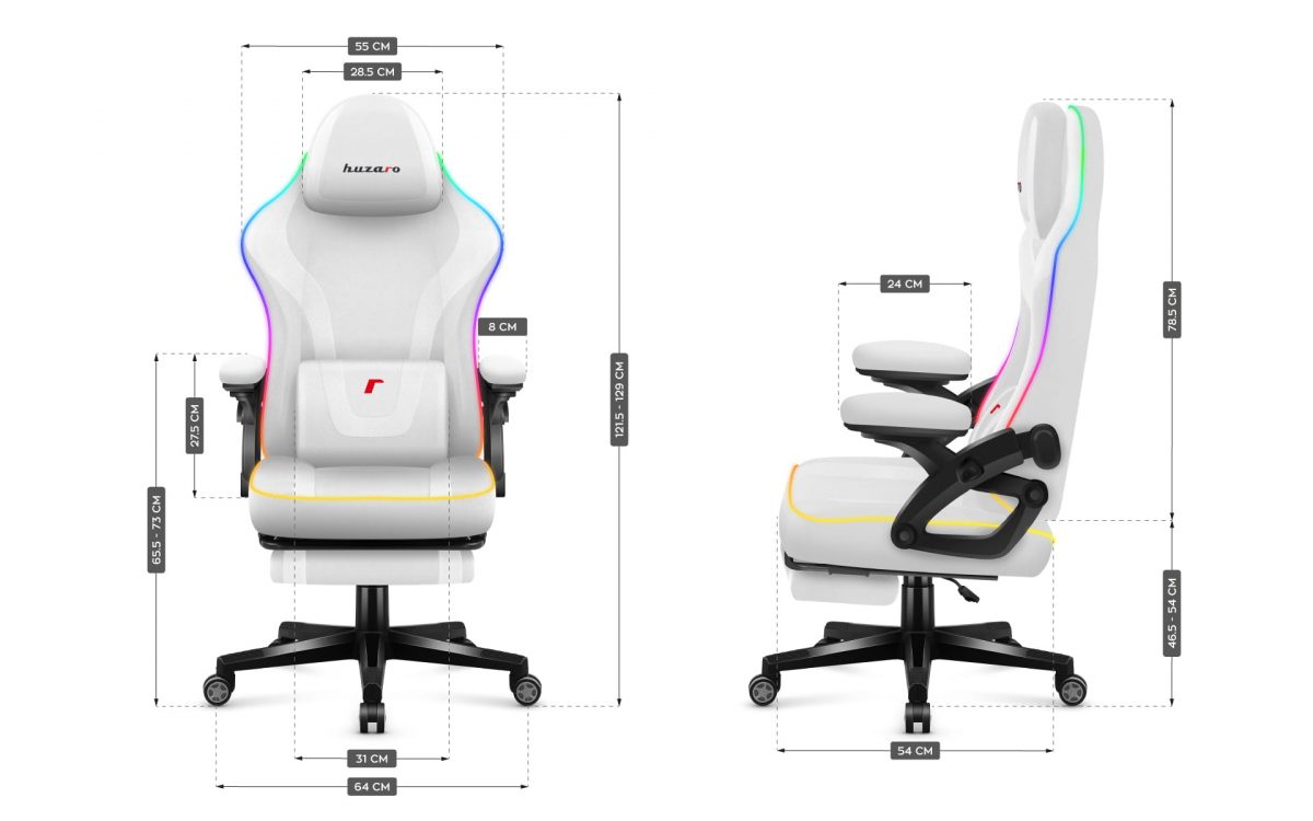 Геймерське крісло Huzaro Force 4.6 White RGB Smart – зручність і стиль - Зображення 7